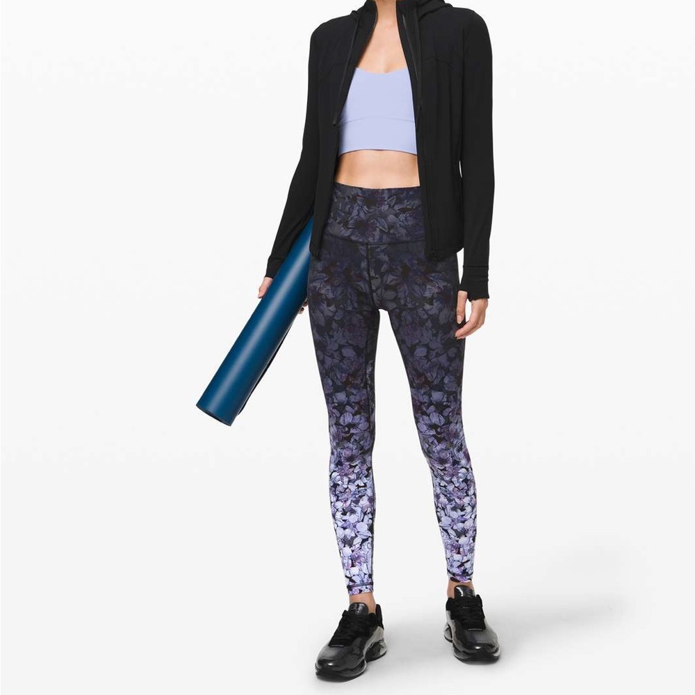 lululemon athletica Black and Purple Floral Ombre Leggings